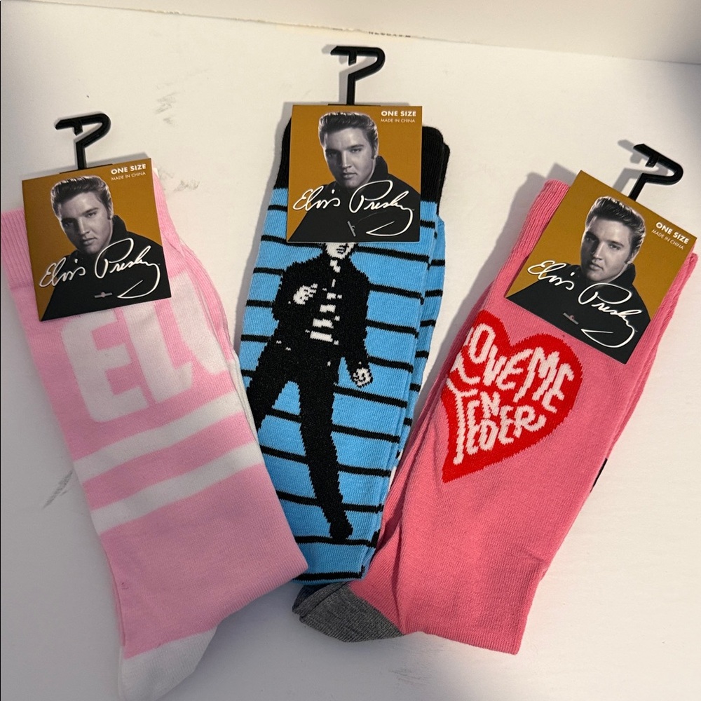 Elvis Presley Men's Casual Socks Set - Pink, Blue, Black